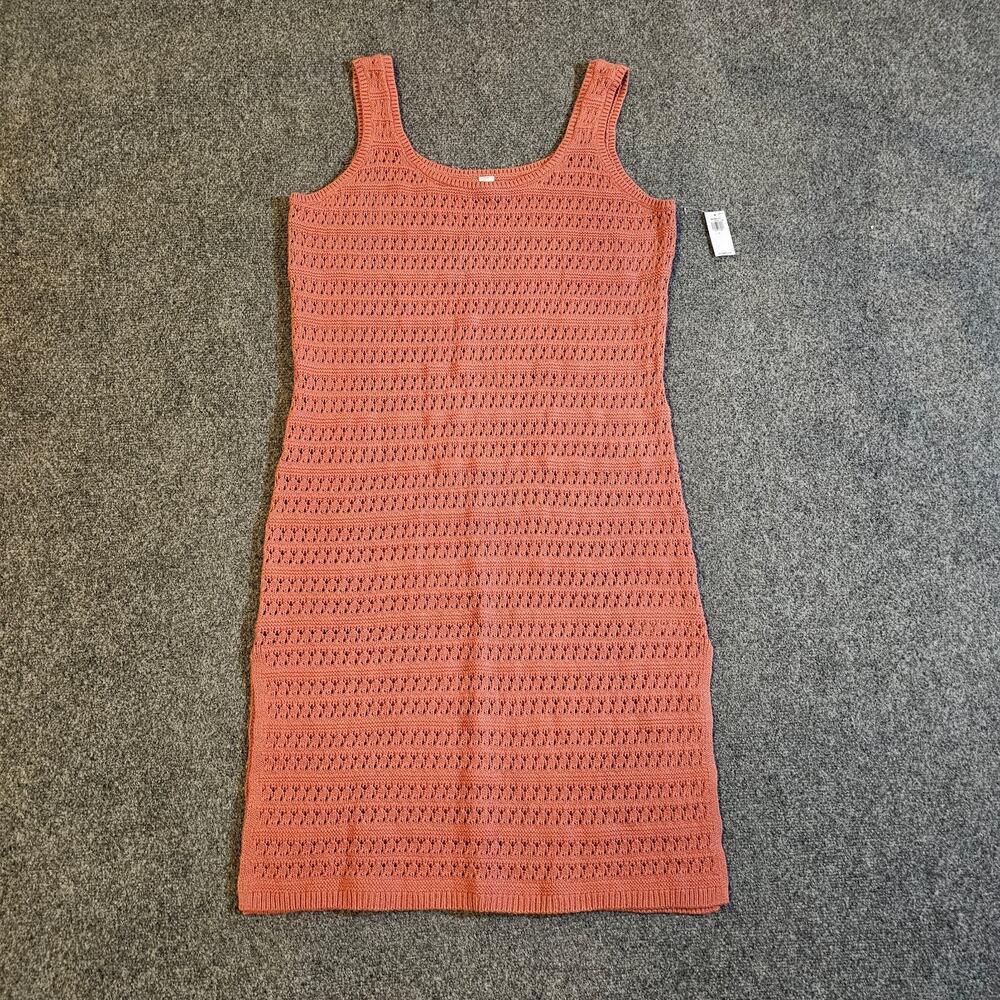 Old Navy Dress Womens Size Large Orange Crochet Sheer Midi Beach Coverup Casual